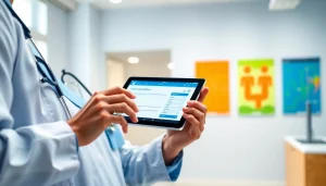 Visualizing benefits of mobile eprescription with a healthcare professional and e-prescription tablet