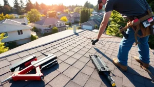 Skilled workers performing Roofing Replacement Tigard Oregon with high-quality materials in a sunny suburb.
